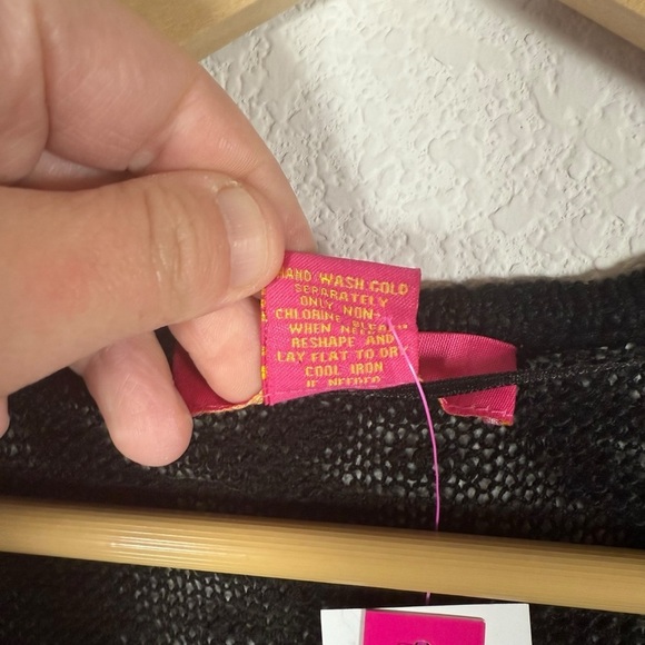 NWT Catherine Malandrino Women’s Open Knit Slub Cardigan in Black Size L - Picture 4 of 9